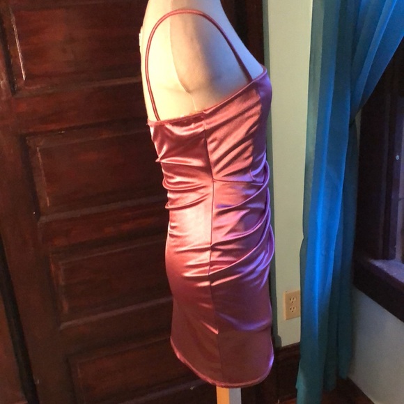 Windsor bodycon dress in mauve/sz Med/ spaghetti straps/ruched/ style #GD l4399 - Picture 6 of 12